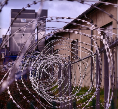 Barbed wire at corrections facility